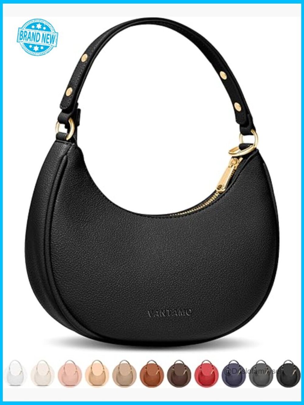 Half Moon Crescent Clutch Adjustable Crossbody Vegan Leather RFID Bloc